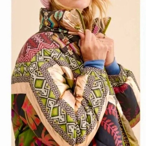 NWT!! FARM RIO Rauti Metallic Reversible Puffer Jacket Après Ski Winter Outdoors - Picture 5 of 16